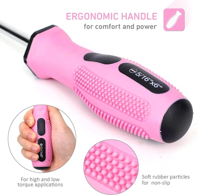 Alt view image 6 of 7 - 12-Piece Pink Magnetic Screwdrivers Set with Storage Bag