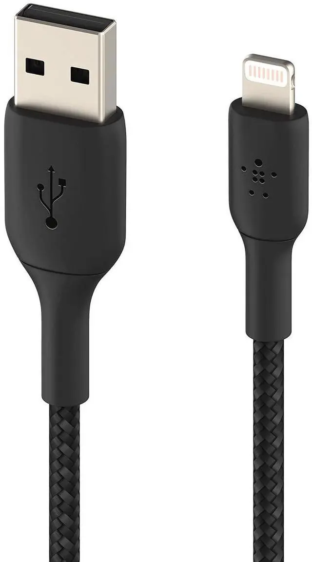 Alt view image 2 of 6 - Belkin Braided Lightning Cable (Boost Charge Lightning USB Cable for iPhone, iPad, AirPods) MFi Certified iPhone Charging Cable, Braided Lightning Cable (15cm, Black)