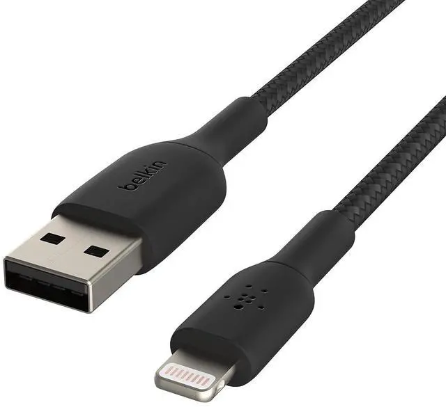 Alt view image 4 of 6 - Belkin Braided Lightning Cable (Boost Charge Lightning USB Cable for iPhone, iPad, AirPods) MFi Certified iPhone Charging Cable, Braided Lightning Cable (15cm, Black)
