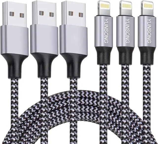 Main image of iPhone Charger [MFi Certified] 3Pack 6FT Nylon Braided Lightning Cable Fast Charging High Speed Data Sync USB Cord Compatible with iPhone 14 13 12 11 Pro Max XS XR X 8 7 6S 6 Plus SE