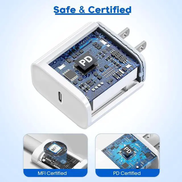 Alt view image 3 of 7 - Fast iPhone Charger 2Pack[ MFi Certified] Quick Fast  Charger 6ft Long USB C Lightning Cable Fast Charging Cord USB Charger Block Adapter for iPhone 14 Plus/14 ProMax/13 Mini 12/11/XS/iPad