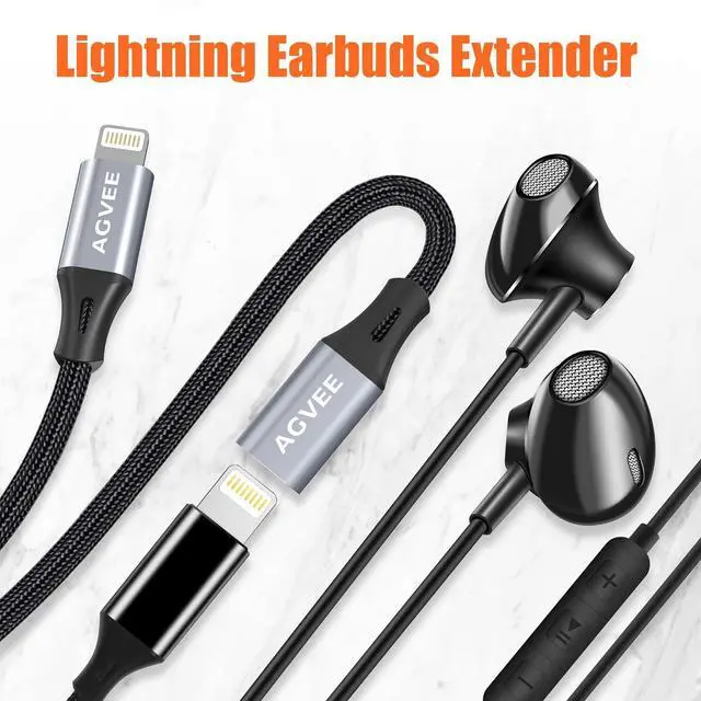 Alt view image 4 of 7 - 3.3ft Lightning Extension Cable Braided Female to Male Extender Full Function Cord Compatible with iPhone iPad Data Sync Video Audio & Charging Connector Adapter Dark Gray