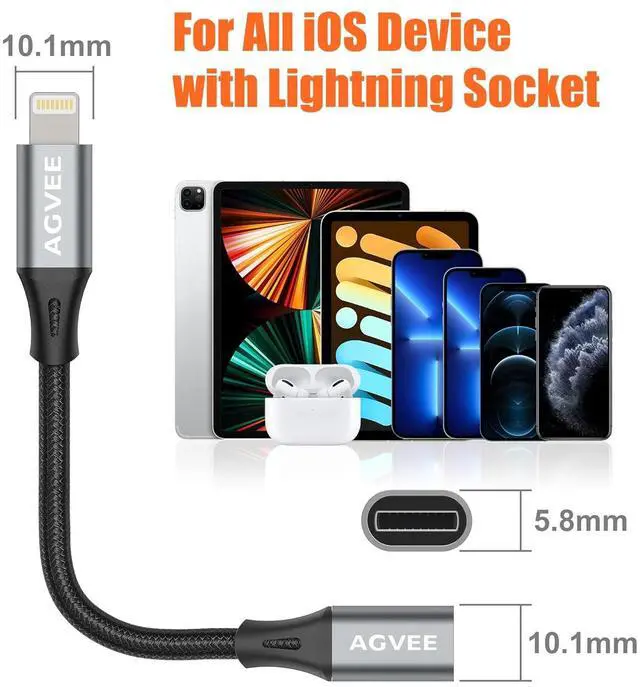Alt view image 7 of 7 - 3.3ft Lightning Extension Cable Braided Female to Male Extender Full Function Cord Compatible with iPhone iPad Data Sync Video Audio & Charging Connector Adapter Dark Gray