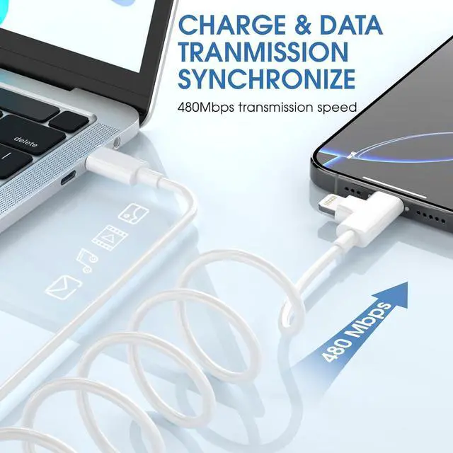 Alt view image 4 of 7 - iPhone Charger Cord 90 Degree  Lightning Cable Right Angle [3ft+6ft] USB-C to USB C Fast Charging Cable Compatible with iPhone 16 15 14 13 12 11 Pro Max XS XR X 8 7 6 5 Plus iPad and Type C