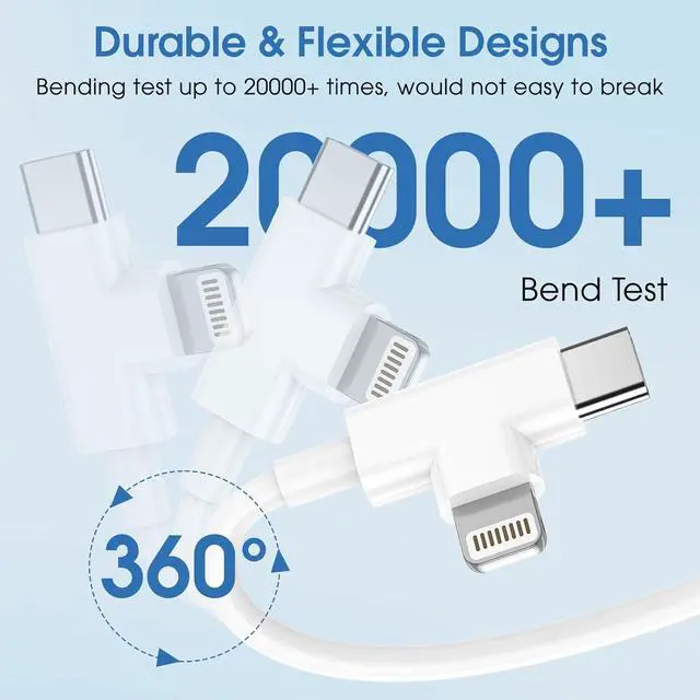 Alt view image 5 of 7 - iPhone Charger Cord 90 Degree  Lightning Cable Right Angle [3ft+6ft] USB-C to USB C Fast Charging Cable Compatible with iPhone 16 15 14 13 12 11 Pro Max XS XR X 8 7 6 5 Plus iPad and Type C