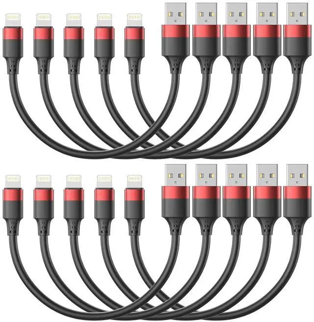 Main image of 1ft Short iPhone Charger Cable 10 Pack Bulk Multipack USB A to Lightning Cord 12 inch Small iPhone Charging Cable for Fast Charging Station Compatible with iPhone 14 13 12 11 Pro Max 8 iPod