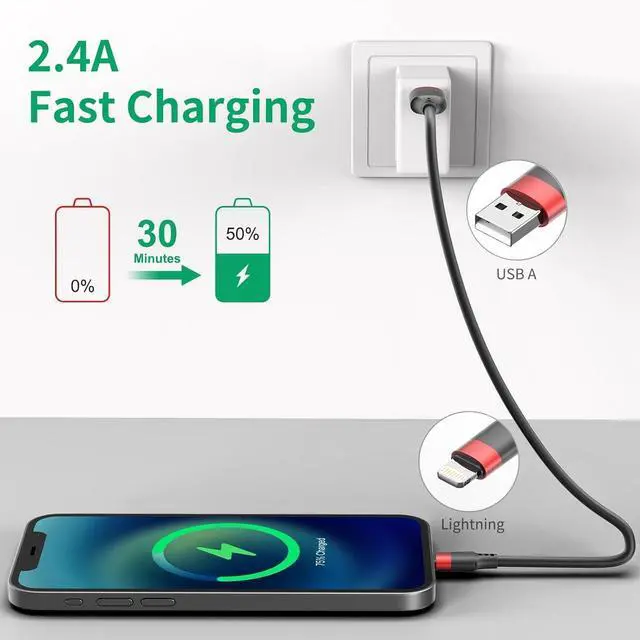 Alt view image 3 of 7 - 1ft Short iPhone Charger Cable 10 Pack Bulk Multipack USB A to Lightning Cord 12 inch Small iPhone Charging Cable for Fast Charging Station Compatible with iPhone 14 13 12 11 Pro Max 8 iPod