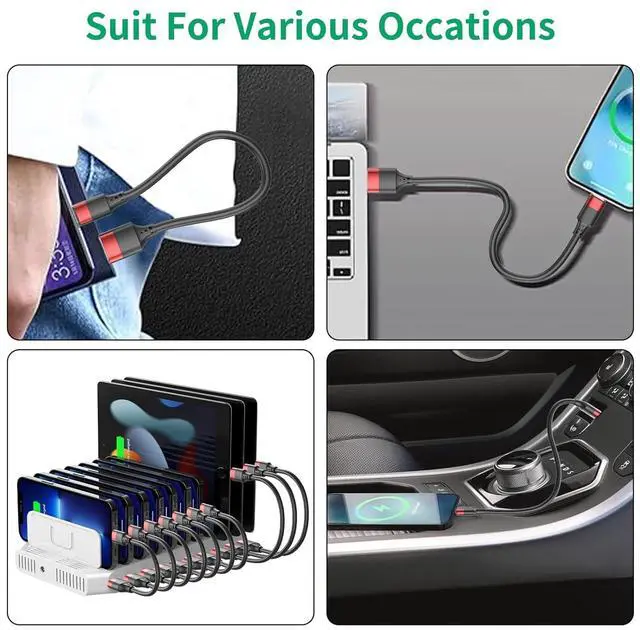 Alt view image 6 of 7 - 1ft Short iPhone Charger Cable 10 Pack Bulk Multipack USB A to Lightning Cord 12 inch Small iPhone Charging Cable for Fast Charging Station Compatible with iPhone 14 13 12 11 Pro Max 8 iPod