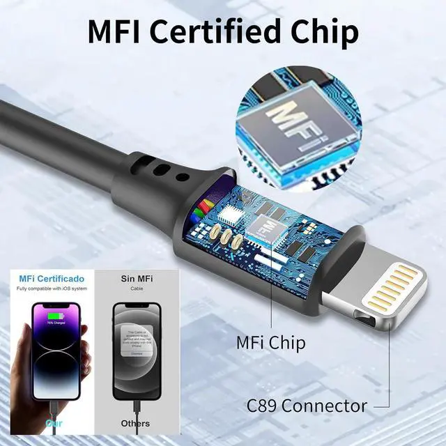 Alt view image 3 of 7 - Coiled Lightning Cable 3FT 2Pack Coiled Lightning Cable for Car Stretchable iPhone Cord Fast Charging [MFi Certified] Coiled USB to Lightning Cable for iPhone 14 13 12 11 Pro Max XS 8 iPad CarPlay