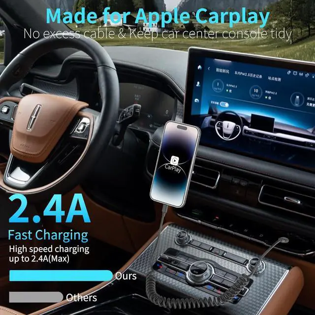 Alt view image 2 of 7 - Coiled Lightning Cable 3FT 2Pack Coiled Lightning Cable for Car Stretchable iPhone Cord Fast Charging [MFi Certified] Coiled USB to Lightning Cable for iPhone 14 13 12 11 Pro Max XS 8 iPad CarPlay