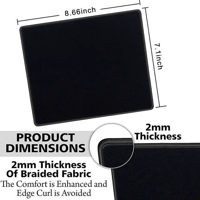 Alt view image 2 of 7 - 10 Pack 2mm Mouse Pad with Stitched Edges Non-Slip Rubber Base Premium-Textured and Waterproof Mousepads Bulk Mouse Pad for Computers Laptop Office & Home 8.66 x 7.1 inch