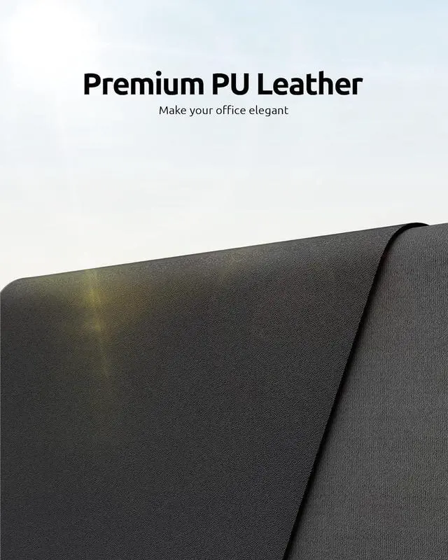 Alt view image 2 of 7 - Leather Desk Pad Protector Office Desk Mat Large Mouse Pad Non-Slip PU Leather Desk Blotter Laptop Desk Pad Waterproof Desk Writing Pad for Office and Home (Black 23.6 x 13.8)