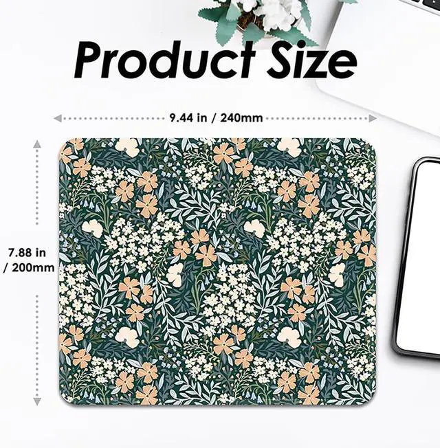 Alt view image 3 of 6 - Square Mouse Pad with Stitched Edge Premium Mousepad Washable Cloth. Computer Mouse Pad with Non-Slip Rubber Base Mouse Pads for Computers Laptop Mouse 9.25x7.75x0.12 inch-Flower I