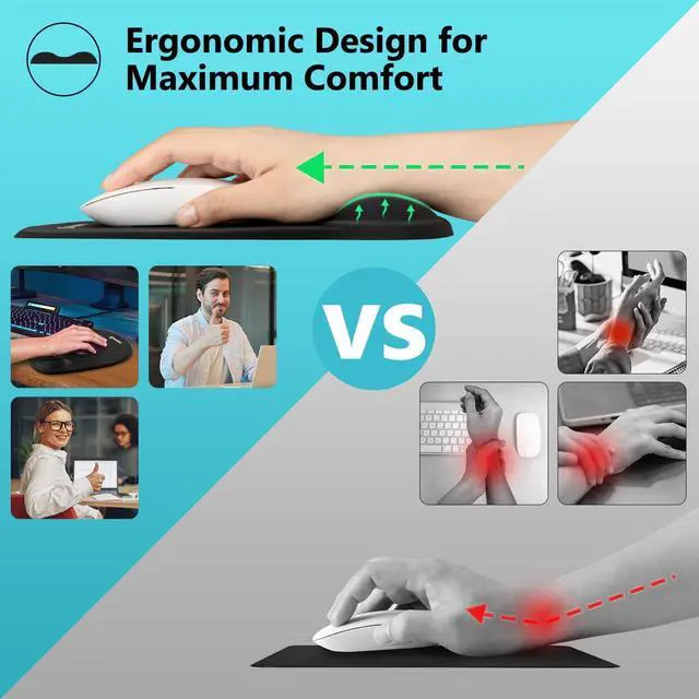Alt view image 3 of 7 - Mouse Pad with Wrist Rest Comfortable Memory Foam Wrist Rest for Computer Keyboard Ergonomic Mouse Pad Set for Easy Typing & Pain Relief - Gradient Blue Pink