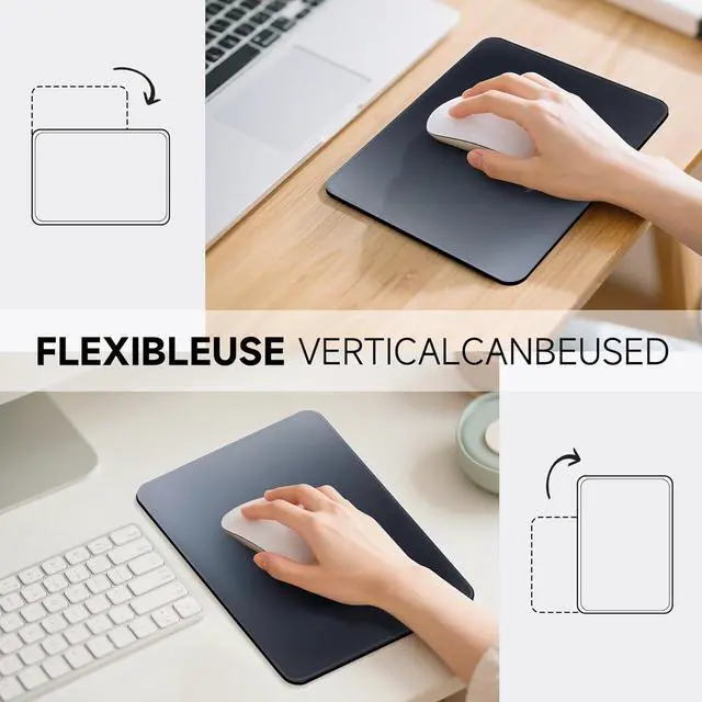 Alt view image 3 of 7 - Premium Mouse Pad with Stitched Edges  10.2 x 8.3 in | Smooth Washable Mat with Non-Slip Base | Personalized Cute MousePads for Laptop Computer Office Home (Gray-Black Gradient)