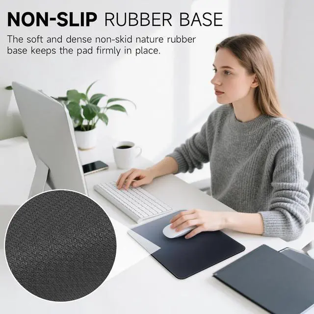 Alt view image 4 of 7 - Premium Mouse Pad with Stitched Edges  10.2 x 8.3 in | Smooth Washable Mat with Non-Slip Base | Personalized Cute MousePads for Laptop Computer Office Home (Gray-Black Gradient)