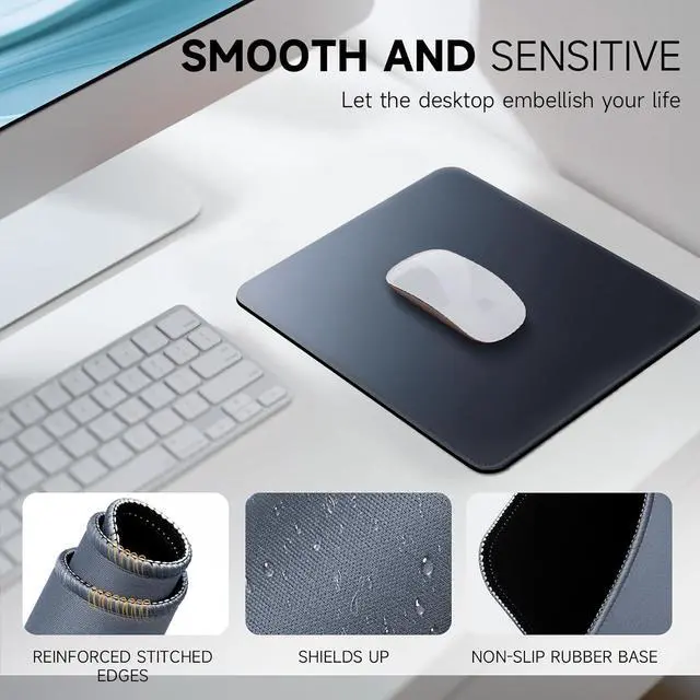 Alt view image 5 of 7 - Premium Mouse Pad with Stitched Edges  10.2 x 8.3 in | Smooth Washable Mat with Non-Slip Base | Personalized Cute MousePads for Laptop Computer Office Home (Gray-Black Gradient)
