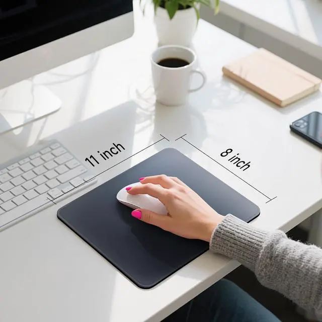 Alt view image 6 of 7 - Premium Mouse Pad with Stitched Edges  10.2 x 8.3 in | Smooth Washable Mat with Non-Slip Base | Personalized Cute MousePads for Laptop Computer Office Home (Gray-Black Gradient)