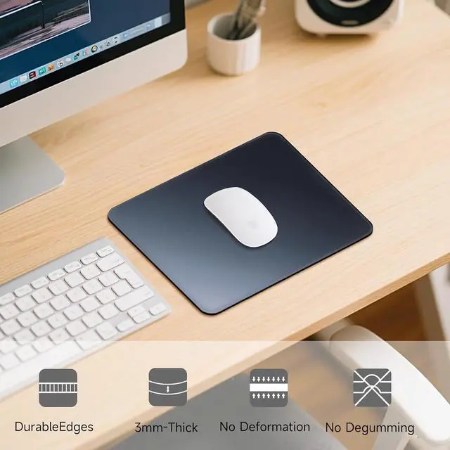 Alt view image 7 of 7 - Premium Mouse Pad with Stitched Edges  10.2 x 8.3 in | Smooth Washable Mat with Non-Slip Base | Personalized Cute MousePads for Laptop Computer Office Home (Gray-Black Gradient)