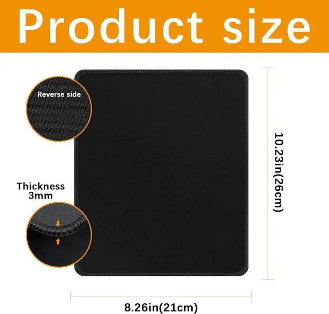 Alt view image 2 of 6 - 4 PCS Black Mouse pad Bulk with Stitched Edge 10.2x8.3inches 3mm Thickness Premium Textured Non-Slip Rubber Base Black Mouse pad Washable Gaming Mouse Pad Pack for Office and Home