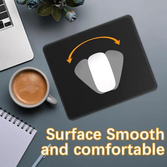 Alt view image 5 of 6 - 4 PCS Black Mouse pad Bulk with Stitched Edge 10.2x8.3inches 3mm Thickness Premium Textured Non-Slip Rubber Base Black Mouse pad Washable Gaming Mouse Pad Pack for Office and Home