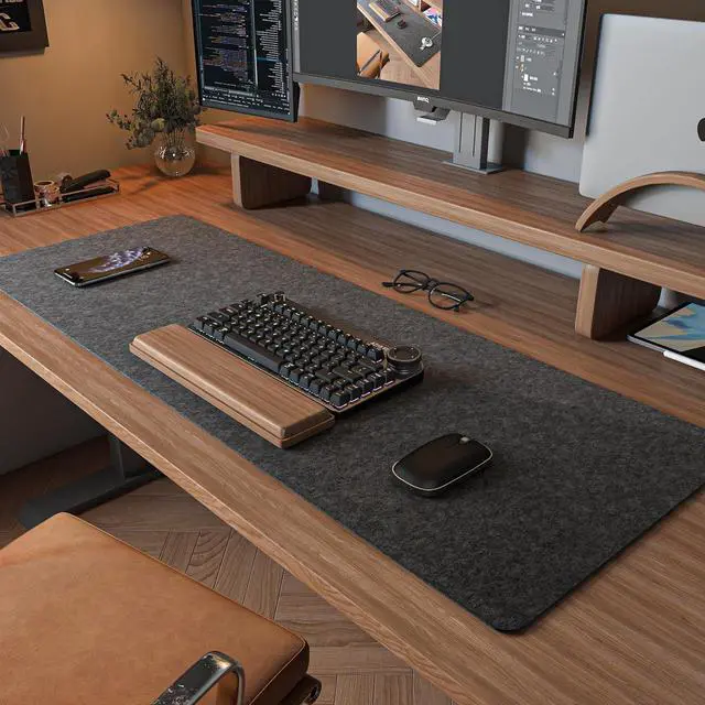 Main image of Felt Desk Mat | Computer Mat for Desk(36x12Inches) | Large Felt Mouse Pad and Keyboard Mat | Desk Protector for Office | Dark Gray