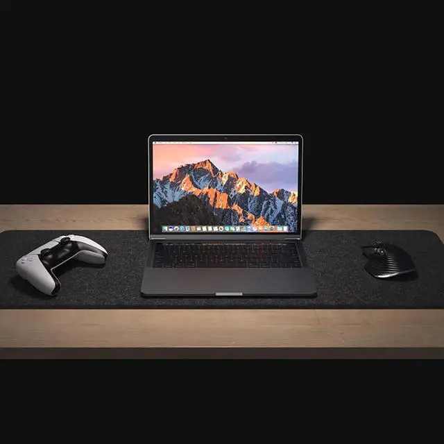 Alt view image 5 of 7 - Felt Desk Mat | Computer Mat for Desk(36x12Inches) | Large Felt Mouse Pad and Keyboard Mat | Desk Protector for Office | Dark Gray