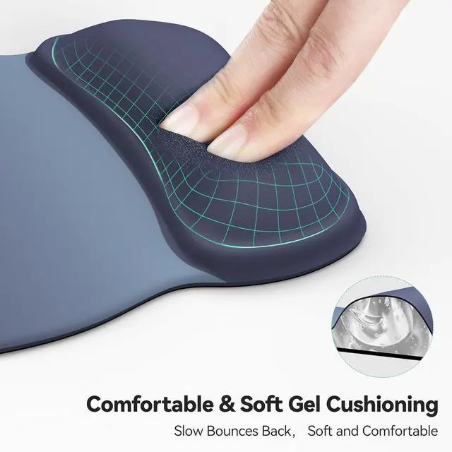 Alt view image 3 of 7 - TECKNET Gel Mouse Pad with Wrist Rest, Ergonomic Office Mousepad with Wrist Support - Non-Slip & Smooth Surface Comfortable Desk Accessories Mat for Office, Gaming and Study - Gradient