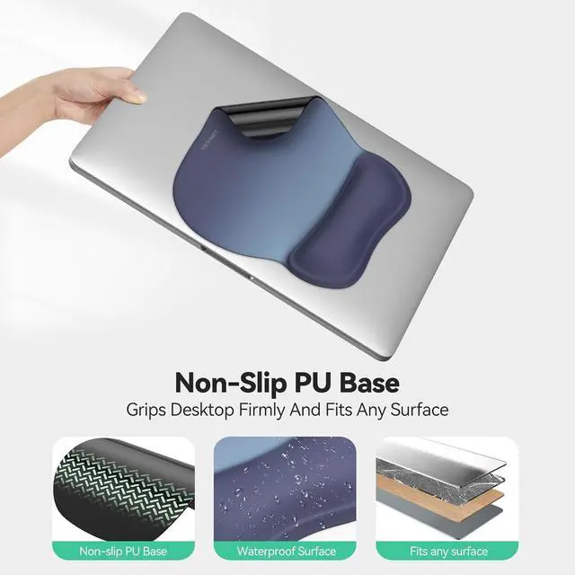 Alt view image 5 of 7 - TECKNET Gel Mouse Pad with Wrist Rest, Ergonomic Office Mousepad with Wrist Support - Non-Slip & Smooth Surface Comfortable Desk Accessories Mat for Office, Gaming and Study - Gradient