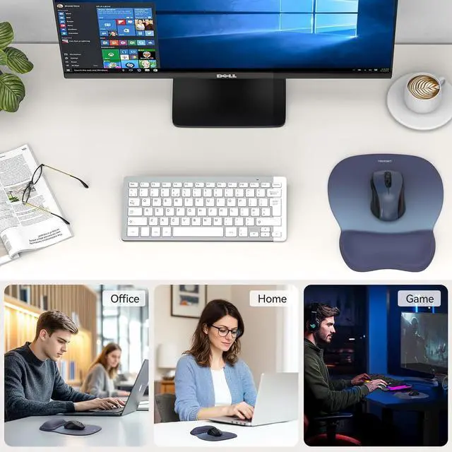 Alt view image 7 of 7 - TECKNET Gel Mouse Pad with Wrist Rest, Ergonomic Office Mousepad with Wrist Support - Non-Slip & Smooth Surface Comfortable Desk Accessories Mat for Office, Gaming and Study - Gradient