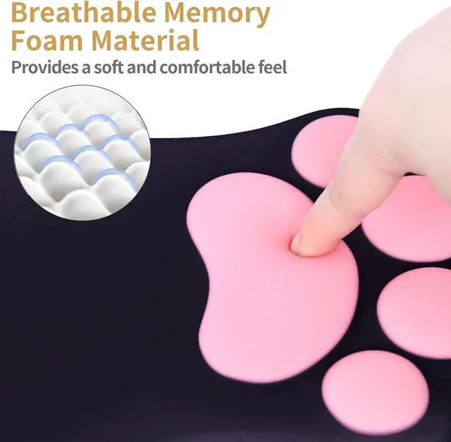 Alt view image 3 of 7 - Ergonomic Mouse Pad with Wrist Rest Cute Cat Paw Mousepad Wrist Support Comfortable Massage Design Computer Pain Relief Mouse Pad with Non-Slip PU Base for Desk Laptop Gaming Office Black