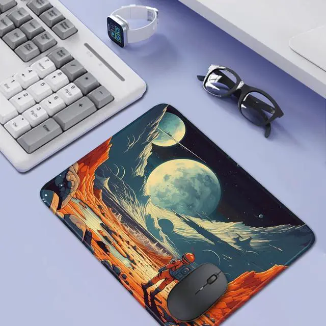 Alt view image 6 of 6 - Space Themed Design Vibrant Color for Gaming Cloth Mouse Pad Laptop Mouse Pad 26x21cm