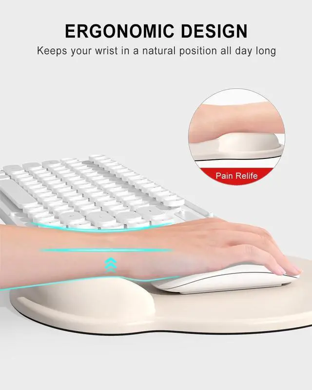 Alt view image 3 of 7 - Ergonomic Mouse Pad with Wrist Rest Comfortable Silicone Non-Slip Computer Pain Relief Gel Mouse Mat with Wrist Support for Gaming Work Office Women & Men Cute Pattern Beige