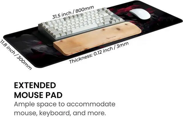 Alt view image 3 of 7 - Large Gaming Mouse Pad Full Keyboard Mat Long Laptop Mousepad Computer Mouse Mat for Home and Office Anti-Slip Rubber Base 31.5 x 11.8 Inches (Dark Red Moon)