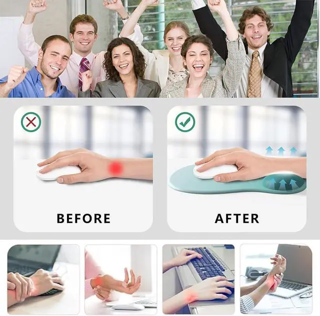 Alt view image 4 of 7 - Comfortable Mouse Pad with Gel Wrist Rest Ergonomic Mouse Pad for Pain Relief Smooth Wrist Support Surface and Non-Slip PU Base for Computer Laptop Office&Home(A03-Pink Marble)
