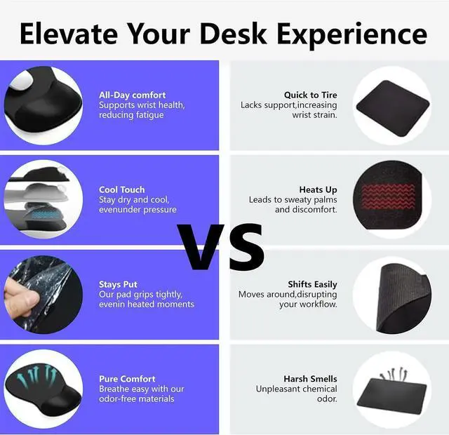 Alt view image 6 of 7 - Comfortable Mouse Pad with Gel Wrist Rest Ergonomic Mouse Pad for Pain Relief Smooth Wrist Support Surface and Non-Slip PU Base for Computer Laptop Office&Home(A03-Pink Marble)