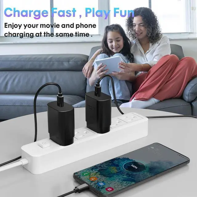 Alt view image 5 of 7 - USB C Charger Fast Charging Block Type-C Power Adapter. The Mobile Phone Charger is Suitable for  Galaxy S25/S24 S23 S22 S21 Ultra/S20/S20 Ultra/Note 20 Ultra Android (Black)