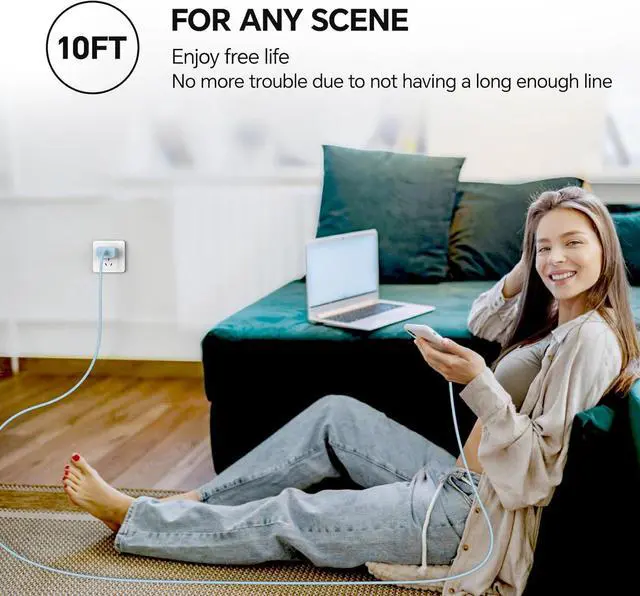 Alt view image 7 of 7 - USB C Fast Charger 2Pack 20W Type C Wall Charger Block and 60W 10FT i Phone Fast Charging Cord Compatible with i Phone 15/16 Pro/Plus/Pro Max/ - Purple Blue
