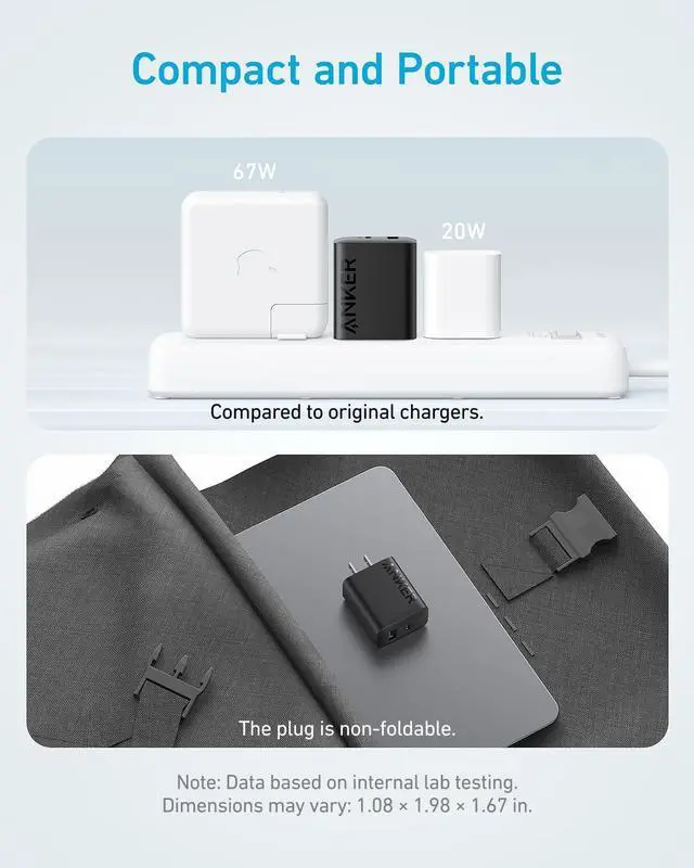 Alt view image 5 of 7 - iPhone 15 Charger, Anker USB C Charger, 2-Pack 20W Dual Port USB Fast Wall Charger, USB C Charger Block for iPhone 15/15 Pro/15 Pro Max/iPad Pro/AirPods and More (2-Pack 5 ft USB-C Cable Included)