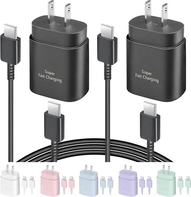 Main image of 2 Pack USB C Charger 25W Type C Fast Charging with USB-C Charger Cable 6FT Android Phone Charge for Galaxy S24 Ultra/S23+/S22/S21/S20/Phone 16 15 Pro Max 16 15 Plus