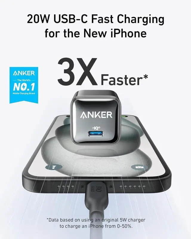 Alt view image 2 of 6 - USB C Charger Block 20W 511 Charger (Nano Pro) PIQ 3.0 Compact Fast Charger for iPhone 16/16 Plus/16 Pro/16 Pro Max 15/14/13 Series Galaxy Pixel 4/3 iPad (Cable Not Included)