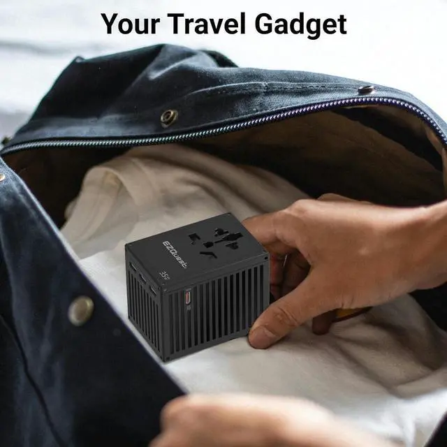 Alt view image 7 of 7 - WorldTravel 35W GaN 5-Port Wall Charger - Compact Universal Travel Adapter with 4 Plug Types (US/UK/EU/AU) for 200+ Countries - 4X USB-C & 1x USB-A Ports PD Fast Charging - Black