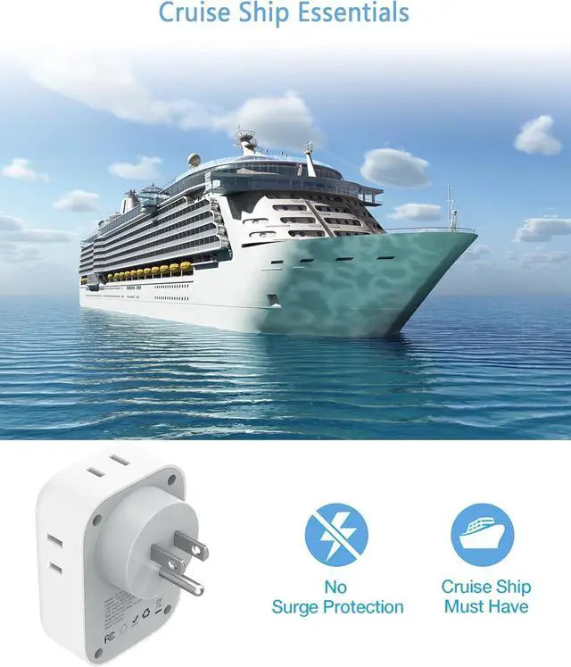 Alt view image 5 of 5 - USB Wall Charger, Wall Plug Adapter Outlet Extender, TESSAN 3 Charger Block (1 USB C Port), Multi Charging Station for Cruise, Bathroom, Office, Dorm Essentials