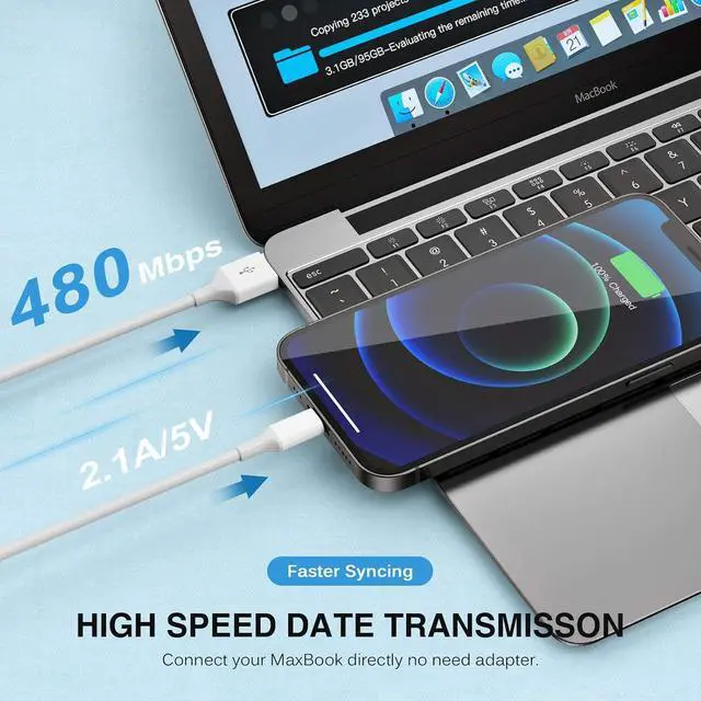 Alt view image 6 of 7 - iPhone Charger [ MFi Certified] Fast iPhone Charger 2PACK 6FT Lightning Cable Cord Fast Charging Dual 2 Port Plug USB Wall Charger Compatible with iPhone 14 13 12 11 Pro Max XS XR X 8 Plus 7 iPad