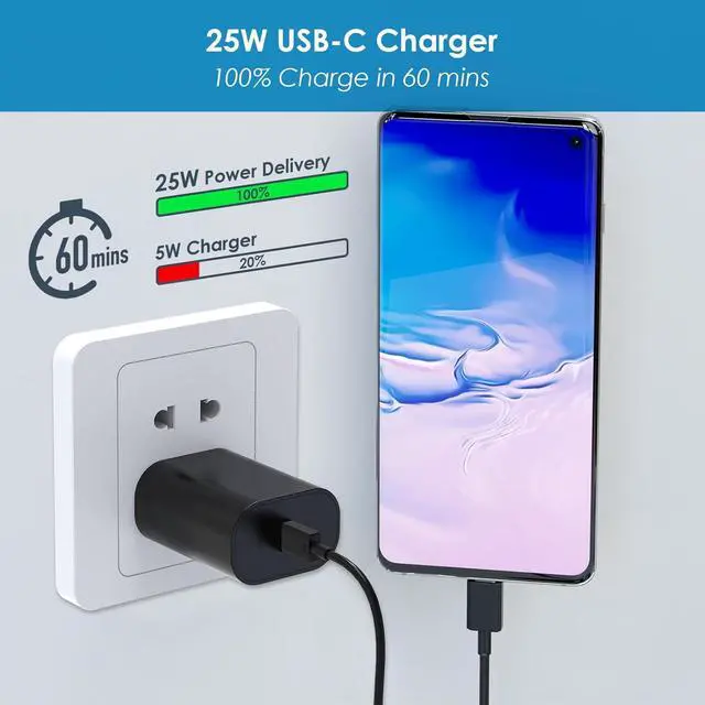 Alt view image 2 of 7 - Super Fast Charger Type C 25W PD USB C Wall Charger Fast Charging with 10FT Long Type C Charger Cable for  Galaxy S25/ S24/ S23/ S22/ S21 Plus/Ultra/ Note20
