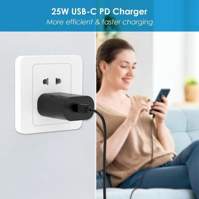 Alt view image 3 of 7 - Super Fast Charger Type C 25W PD USB C Wall Charger Fast Charging with 10FT Long Type C Charger Cable for  Galaxy S25/ S24/ S23/ S22/ S21 Plus/Ultra/ Note20