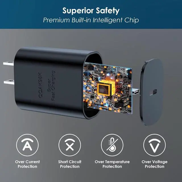 Alt view image 4 of 7 - Super Fast Charger Type C 25W PD USB C Wall Charger Fast Charging with 10FT Long Type C Charger Cable for  Galaxy S25/ S24/ S23/ S22/ S21 Plus/Ultra/ Note20