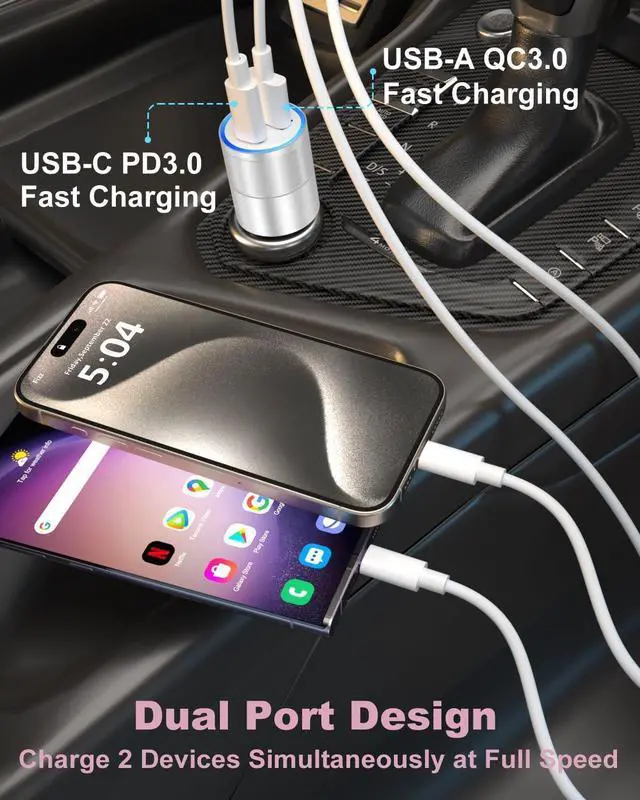 Alt view image 2 of 7 - USB C Car Charger 4 Pack 2-Port 36W Fast Charging PD3.0&QC3.0 Fast Car Chargers Type C Cigarette Lighter Power Adapter Compatible for iPhone 16 15 14 13 12 Pro Max  Galaxy S25 S24 A35