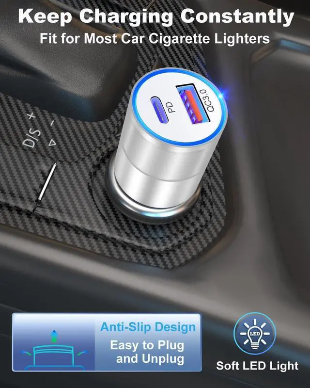 Alt view image 5 of 7 - USB C Car Charger 4 Pack 2-Port 36W Fast Charging PD3.0&QC3.0 Fast Car Chargers Type C Cigarette Lighter Power Adapter Compatible for iPhone 16 15 14 13 12 Pro Max  Galaxy S25 S24 A35