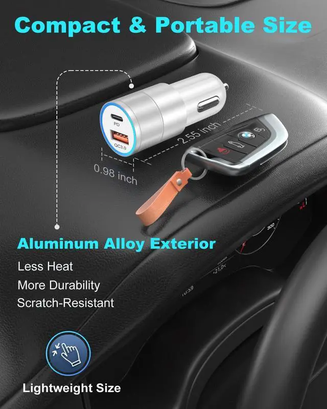 Alt view image 6 of 7 - USB C Car Charger 4 Pack 2-Port 36W Fast Charging PD3.0&QC3.0 Fast Car Chargers Type C Cigarette Lighter Power Adapter Compatible for iPhone 16 15 14 13 12 Pro Max  Galaxy S25 S24 A35